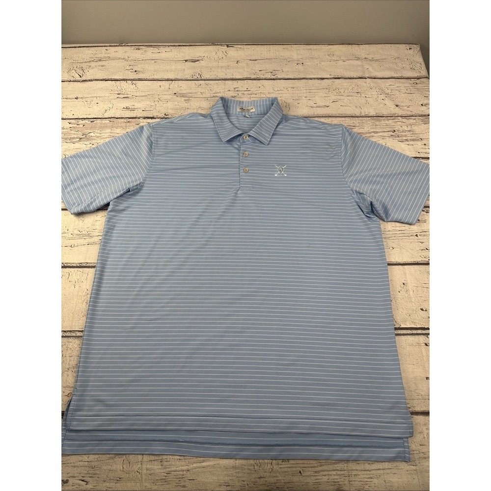 Peter Millar Summer Comfort Polo Shirt Striped Mens Size 2XL ACC Football Logo